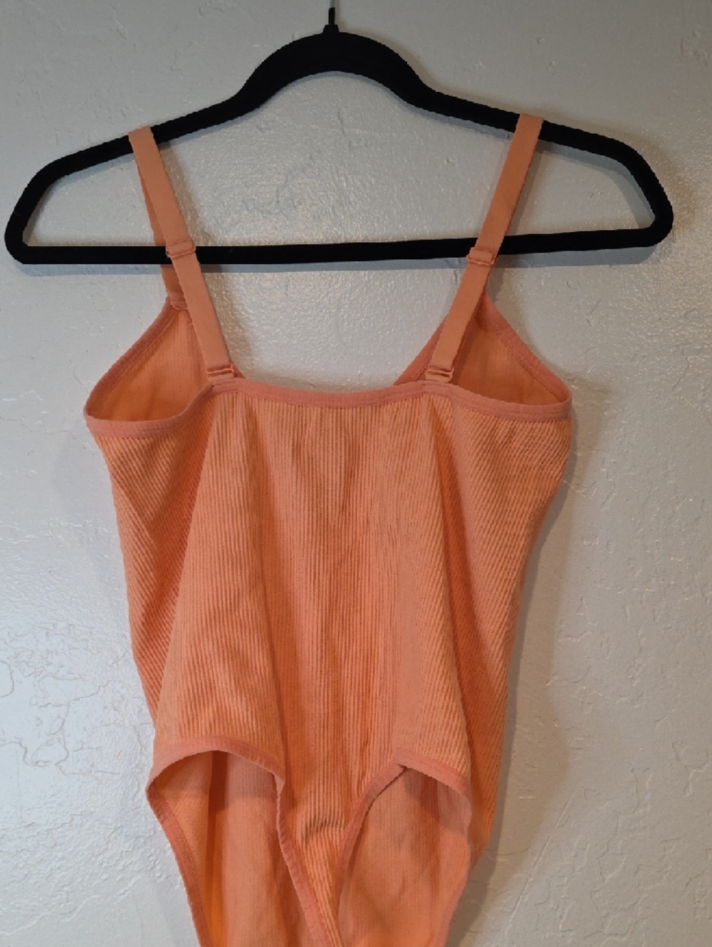 Colsie Peach Ribbed Tank Bodysuit with Keyhole - Picture 3 of 3